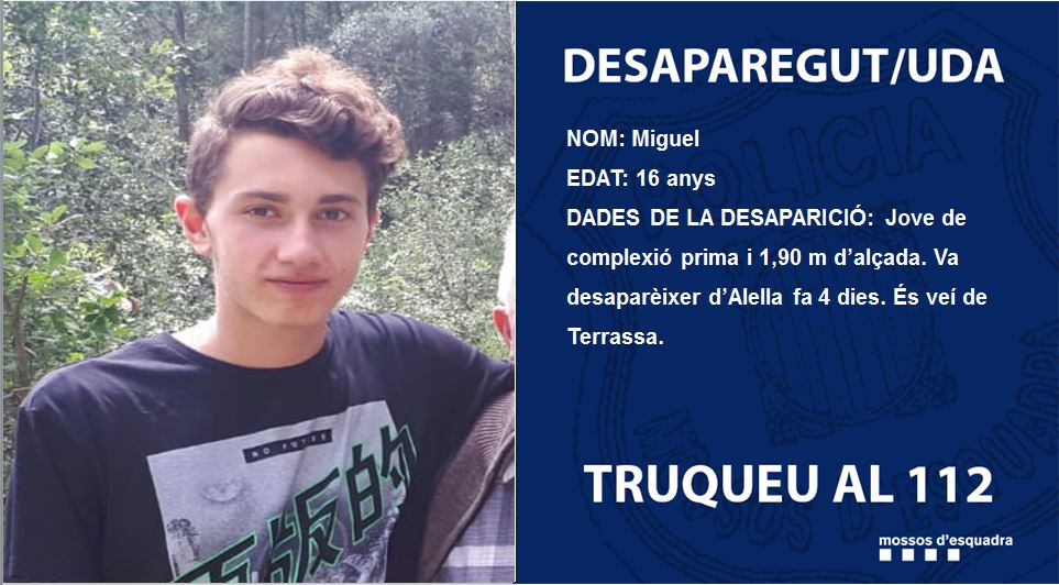 Demanen col·laboració ciutadana per trobar el jove desaparegut a Argentona