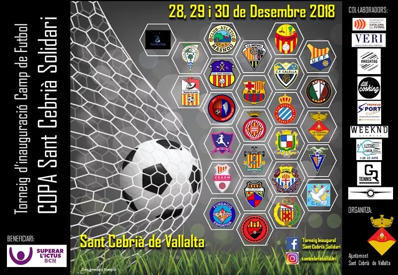 Cartell del torneig de futbol solidari de Sant Cebrià de Vallalta. Foto: Aj.