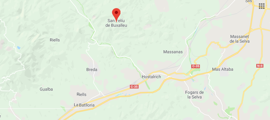 Un motorista ha mort en un accident a Sant Feliu de Buixalleu. Foto: Google Maps