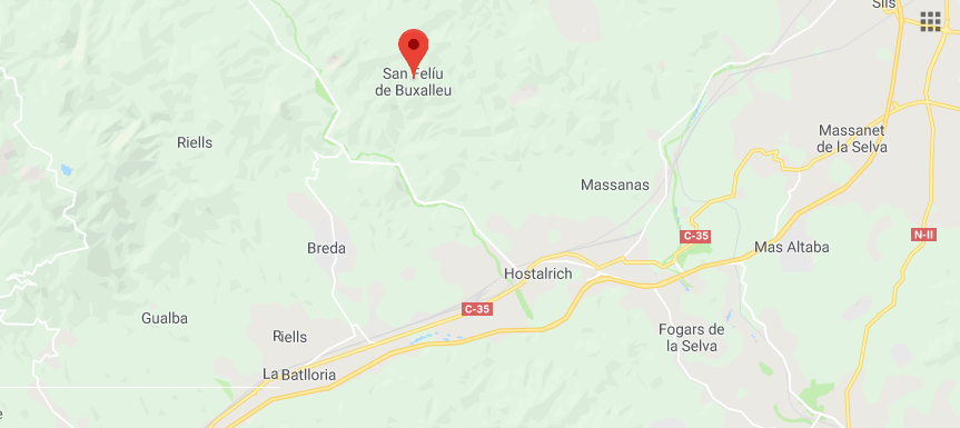 L'accident ha passat a Sant Feliu de Buixalleu, a la Selva. Foto: Google Maps